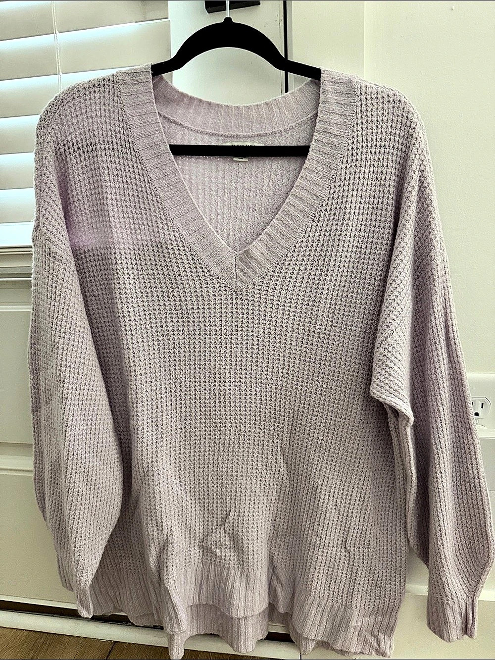 American Eagle Big Hug V-Neck Waffle Sweater